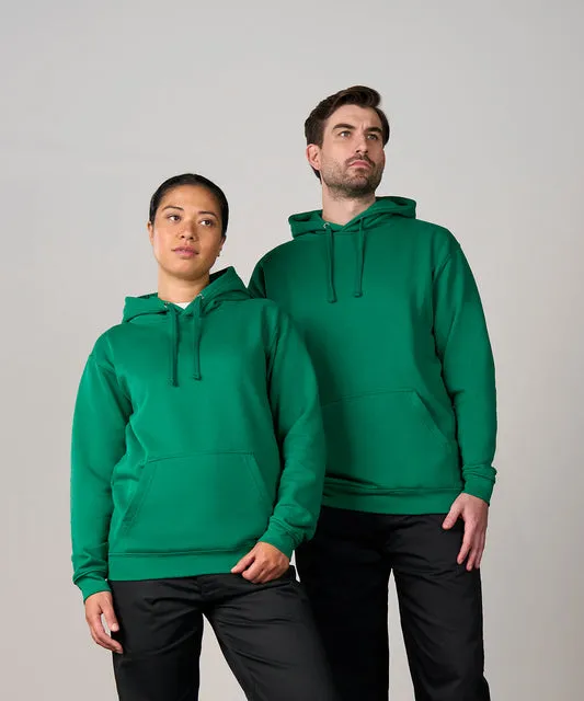 Branded green hoodies worn by two people